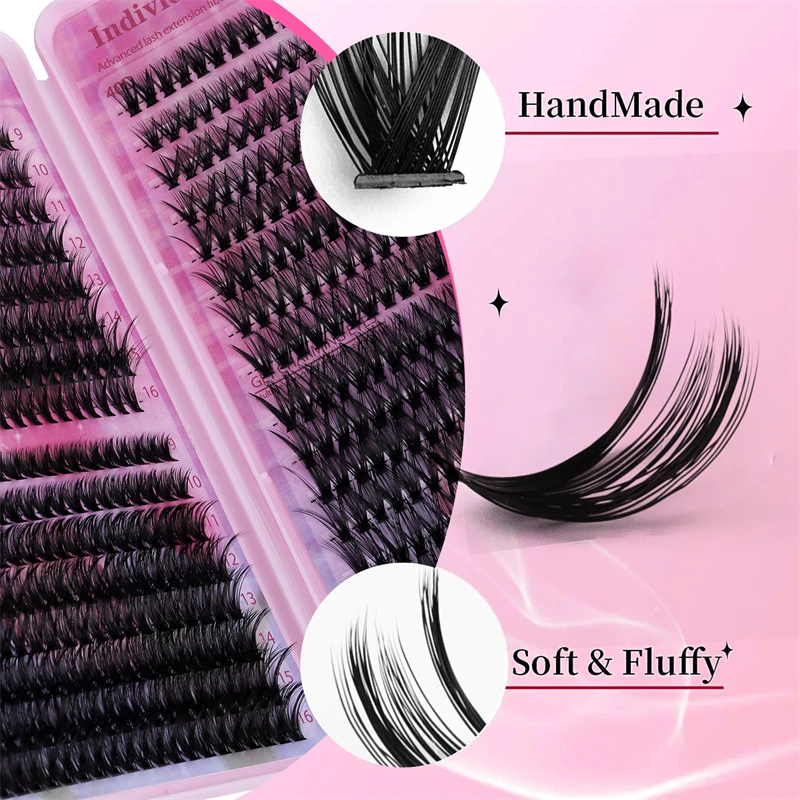 640 clusters of D-shaped grafting False eyelashes extended natural density fluffy appearance