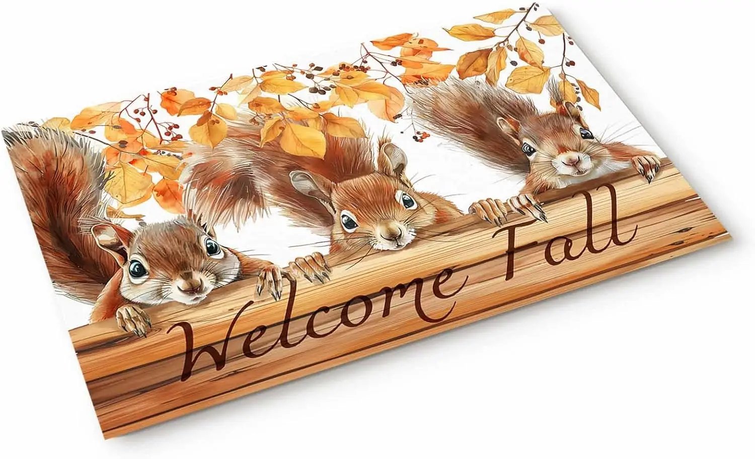 Fall Squirrel Maple Leaf Entrance Doormat Home Decor Non-Slip Corridor Balcony Rugs Kitchen Floor Mat Bathroom Door Mat Foot Mat