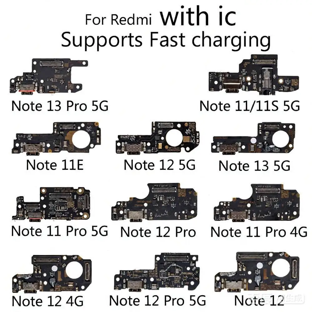 1PCS Charging Port For Xiaomi Redmi Note 11 11s 11E 11Pro 11T 12 13 Pro 4G 5G Dock Flex Connector USB Charger Board Spare Parts