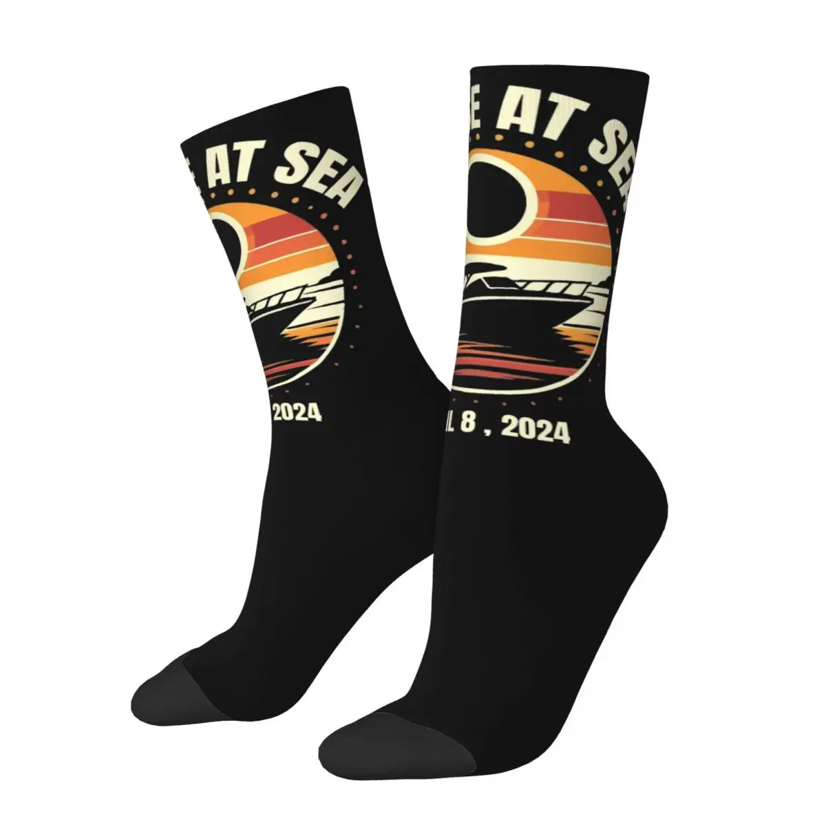 

Eclipse At Sea Total Solar Eclipse Theme All Season Socks Merch for Female Male Flexible Printed Socks