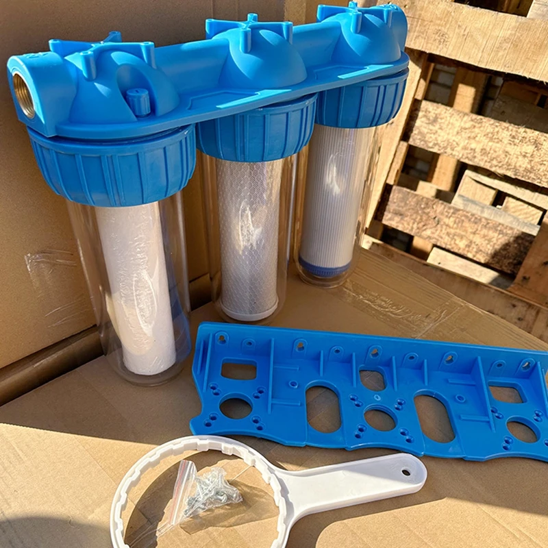 1Set 10inch Three Stage Filter Bottle with Washable Filter Element High Pressure Cleaning Equipment Prefiltration