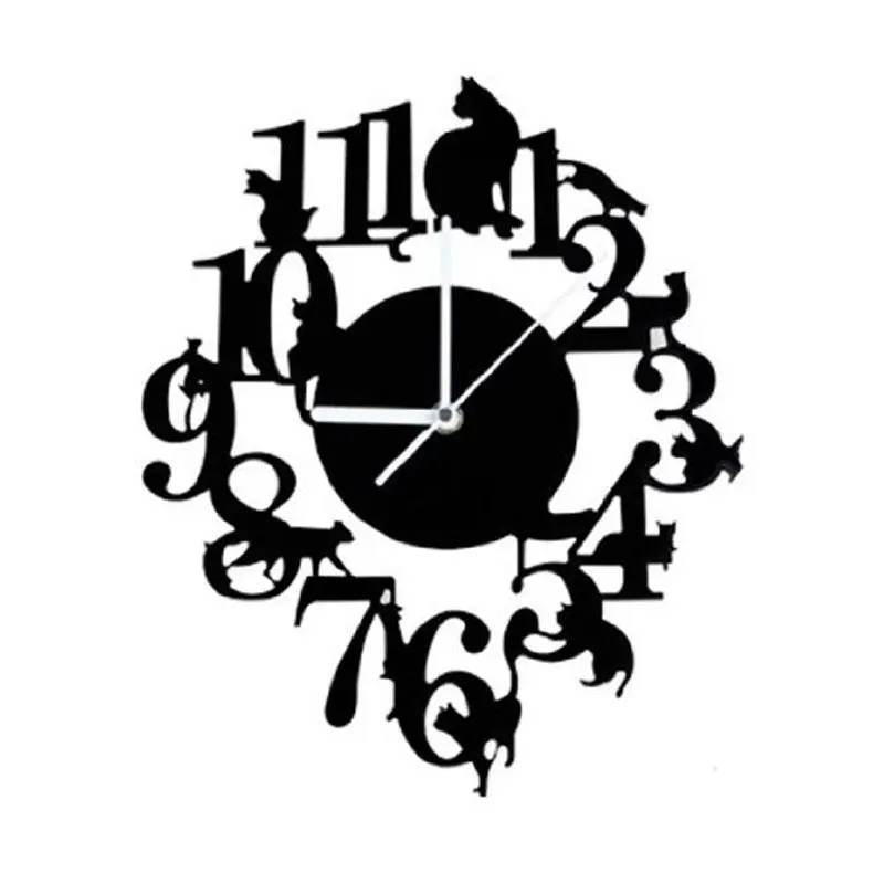 

AA79 New Black Cat Wall Clock Hook Antique Indoor Wall Clock Scandinavian Clock Cute Cat (Black)