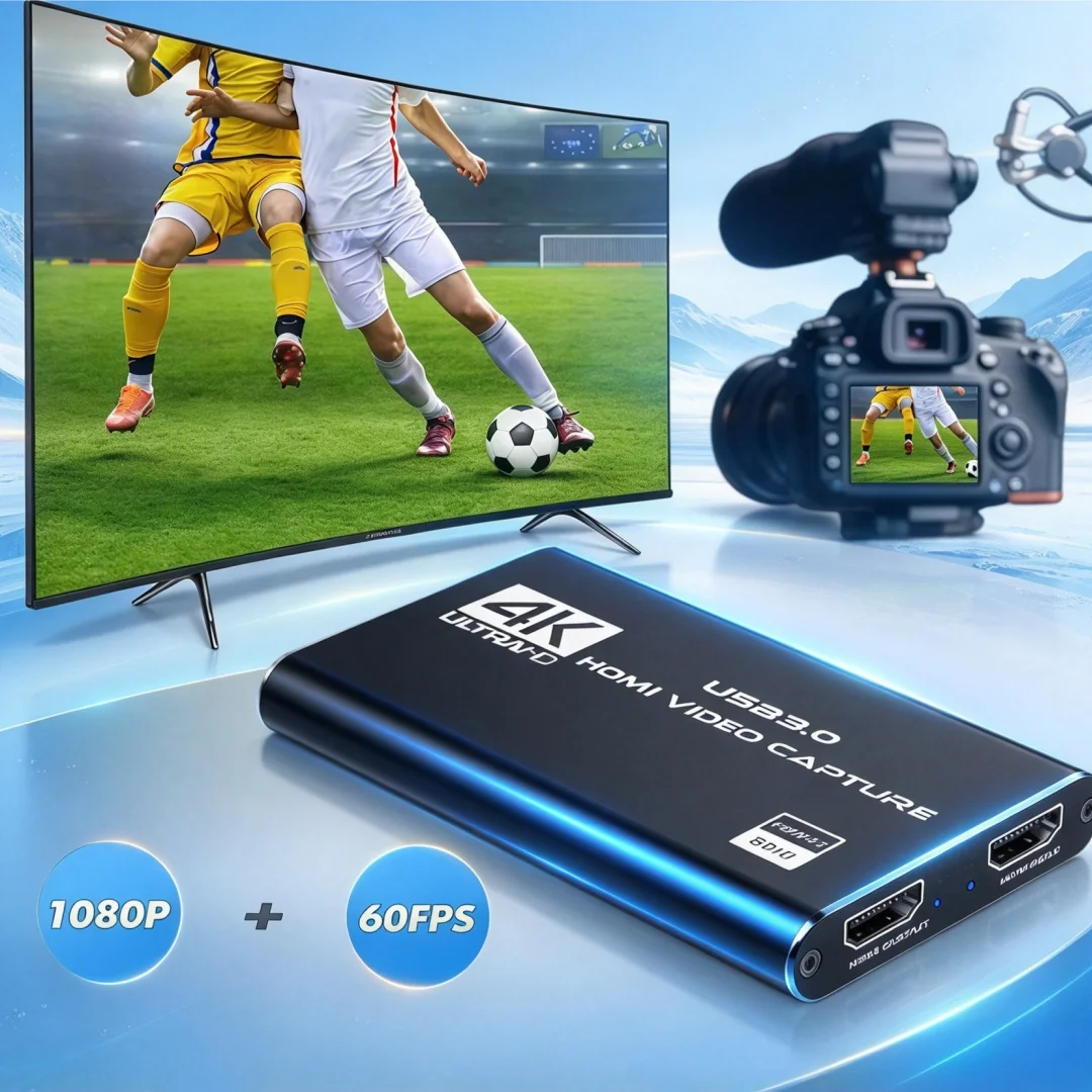 4K 3.0 Video Capture Card HDMI Compatible HD Video Recorder Suitable for Live Streaming Game Capture  and On-Site Shooting