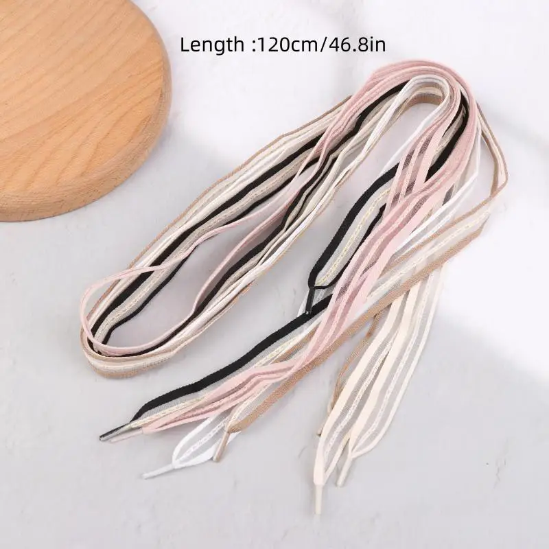 New 2cm Bow Wide Flat Shoelaces Fish Silk Transparent Striped Shoelaces Sneaker Black Sport Training Shoes Casual Shoes Laces