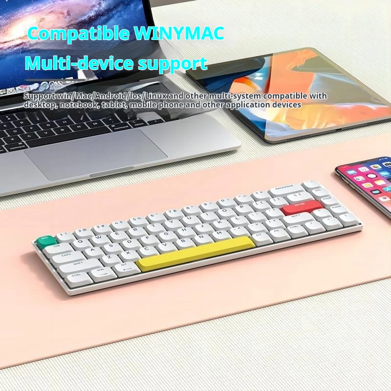 Imagem -04 - Xinmeng C68 Teclado Mecânico Eixo Vermelho sem Fio Thri-mode Conexão Bluetooth Fino Portátil Mudo Teclado de Jogo de Escritório 2024