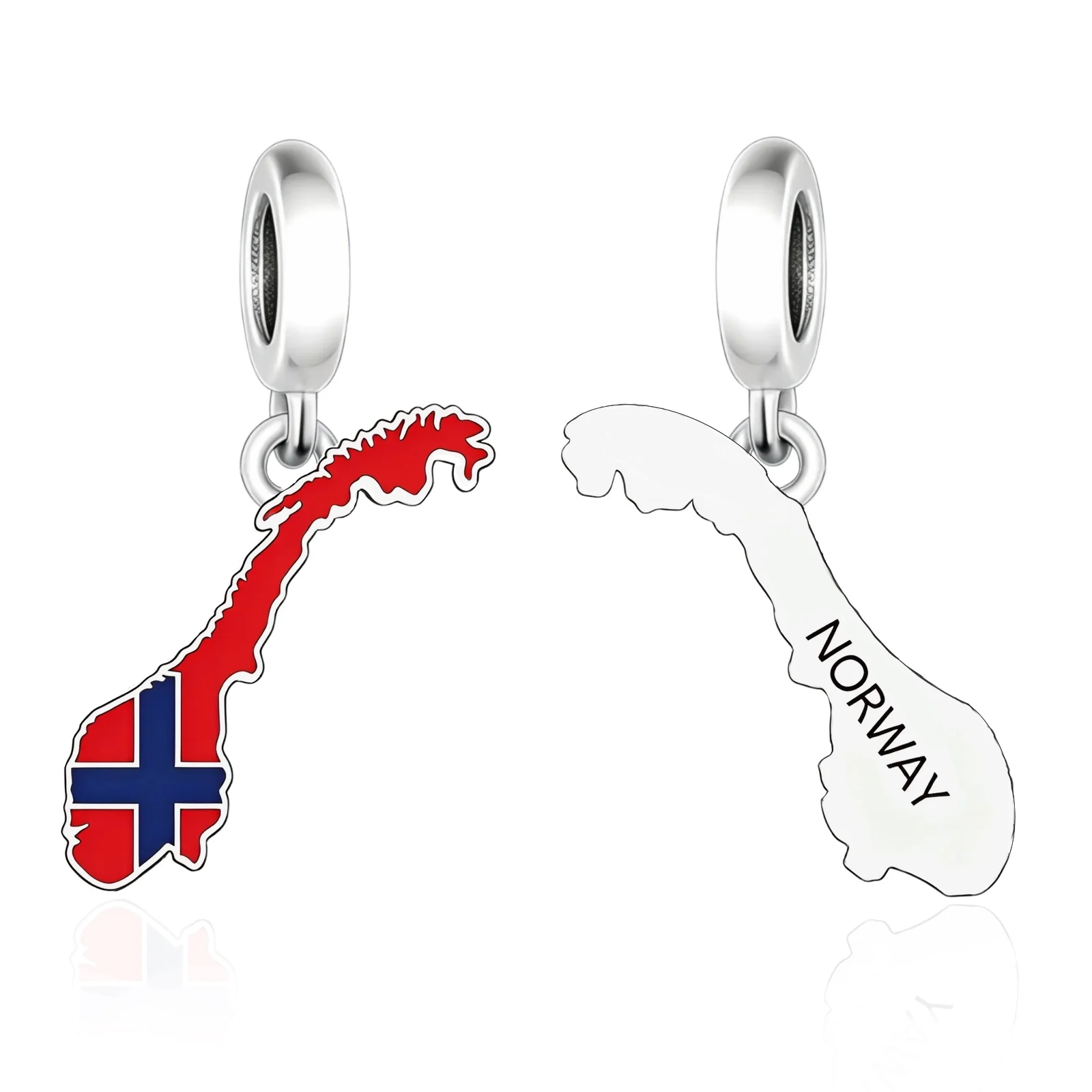 Huoonew Fit Original Pan Charm Bracelet Authentic 925 Sterling Silver Norway Map Flag Bead For Making Country Lover Berloque New
