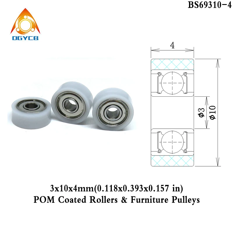 4pcs 10x32x10 6000ZZ Ball Bearing POM Coated Roller BS600032-10 Plastic Bearing 10*32*10 Nylon Shower Sliding Door Pulley