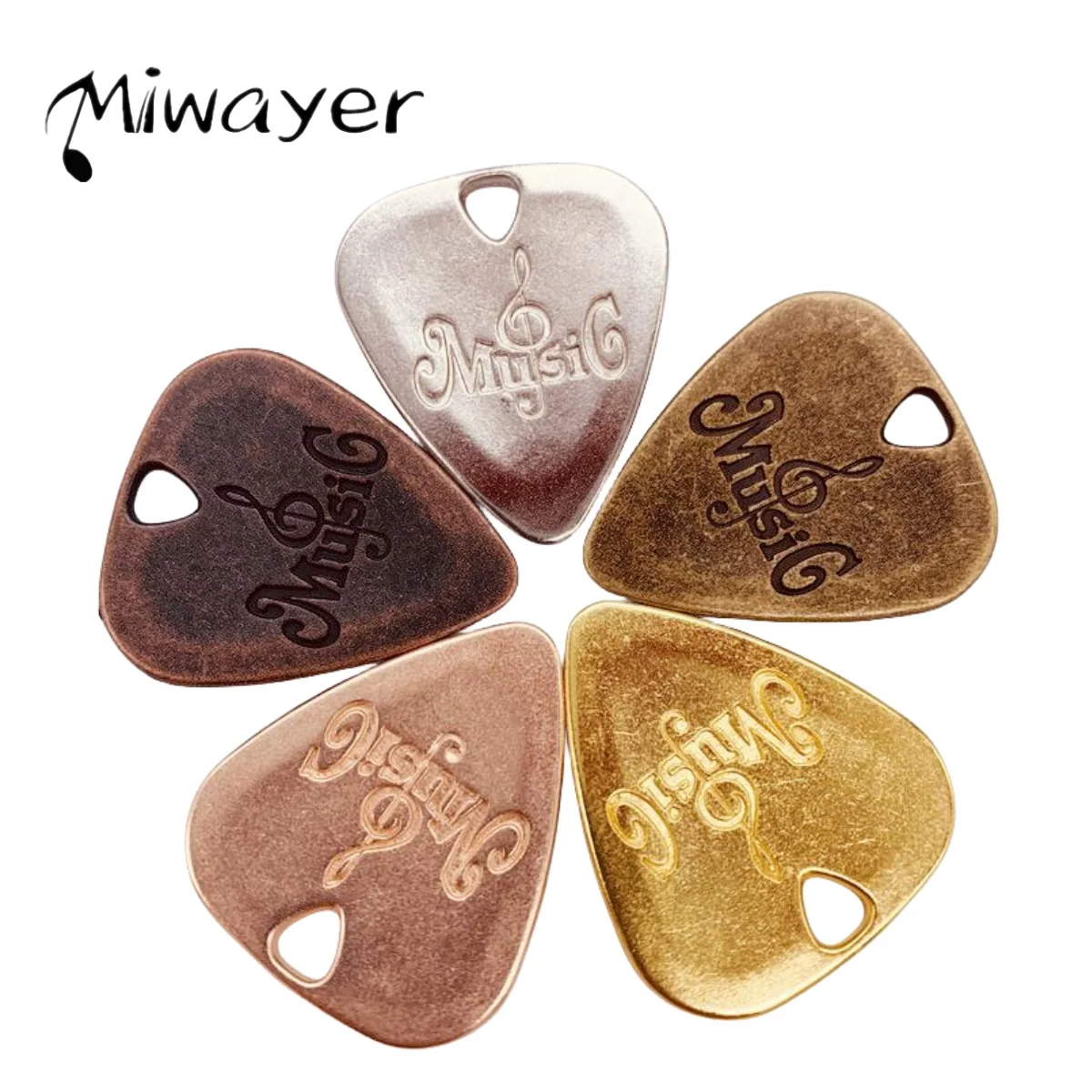 Guitar Plectrums Metal Zinc Alloy Pick with Hole 1pcs Electric Bass Guitar Plectrums Necklace Pick for  Acoustic Guitar