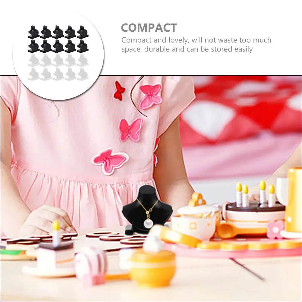 

20Pcs Mini Jewelry Support Stand Sturdy Plastic Necklace Holder for Mini House Decor Desktop Organizer Small Space Storage