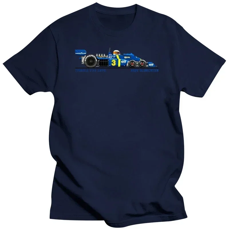 Summer harajuku custom 20124Hot Sale 100% Raceart Tyrrell P34 Six Wheeler 1976 Jody Scheckter Grand Prix Summer Style Tee Shirt