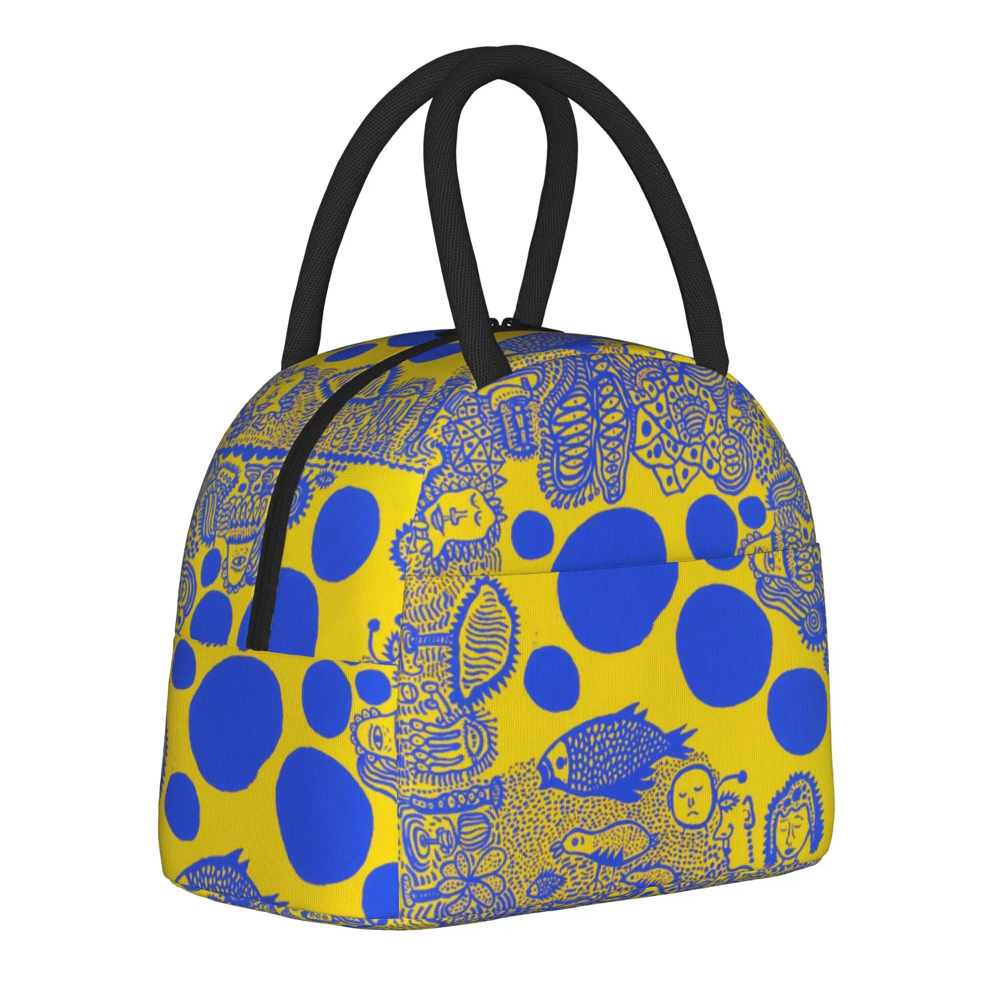 Yayoi Kusama blue fish Insulated Lunch Bag Large  Meal Container Cooler Bag Tote Lunch Box School  Travel Food Storage Bags