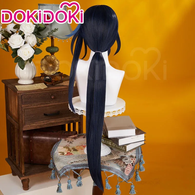 В НАЛИЧИИ парик Clorinde, игровой парик для косплея DokiDoki, женский синий длинный парик Clorinde, серьги для косплея, шапочка для парика