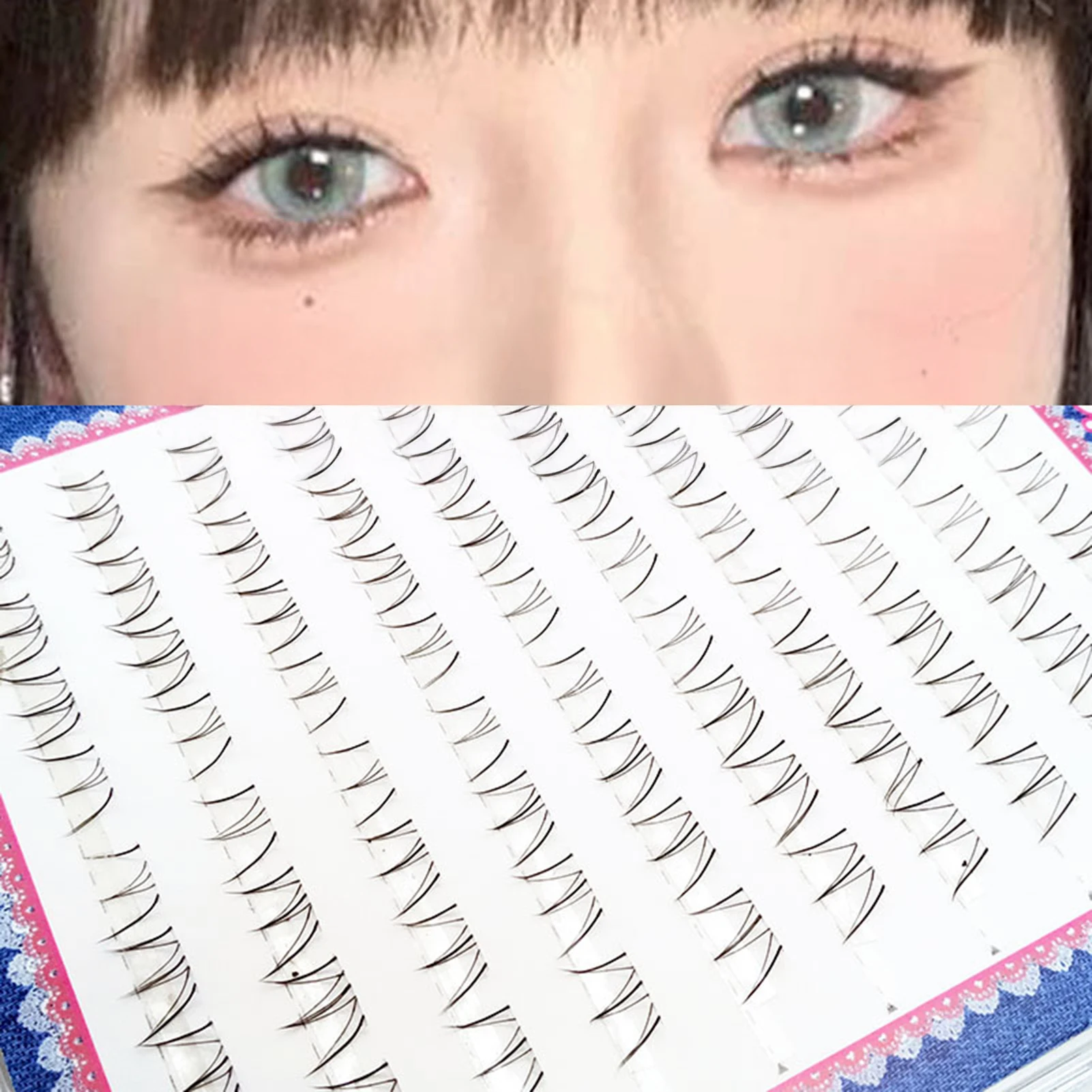 10 Reihen ACE Koreanische Manga Untere Falsche Wimpern Mädchen-Gruppenstil Natürliche Wispy Fluffy Wimpernverlängerung Cluster Vergrößern Sie Ihre Augen