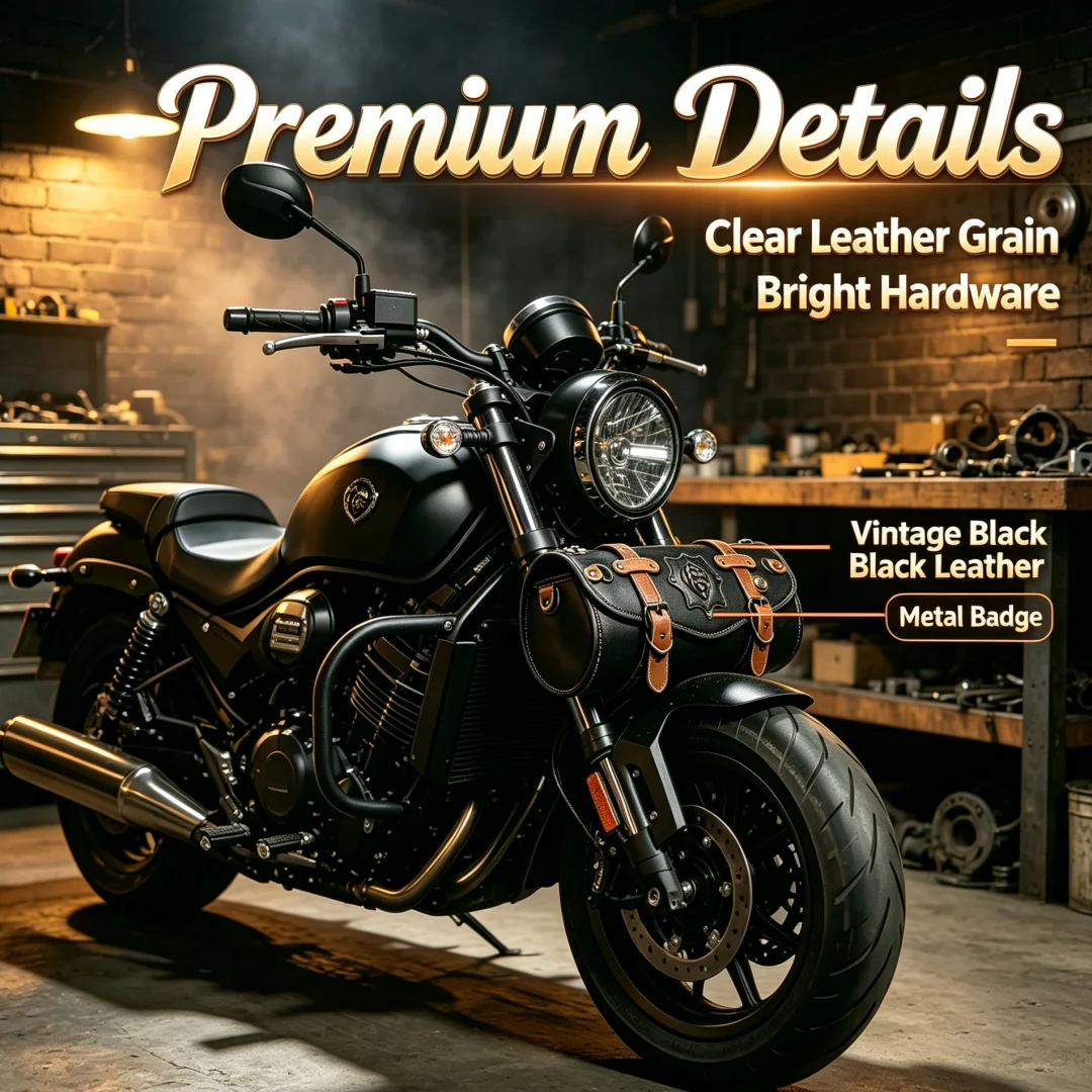 Universal Motorcycle Retro Front Fork Handlebar Bag for Harley Chopper Bobber Cruiser Retro Honda Kawasaki Waterproof Saddle Bag