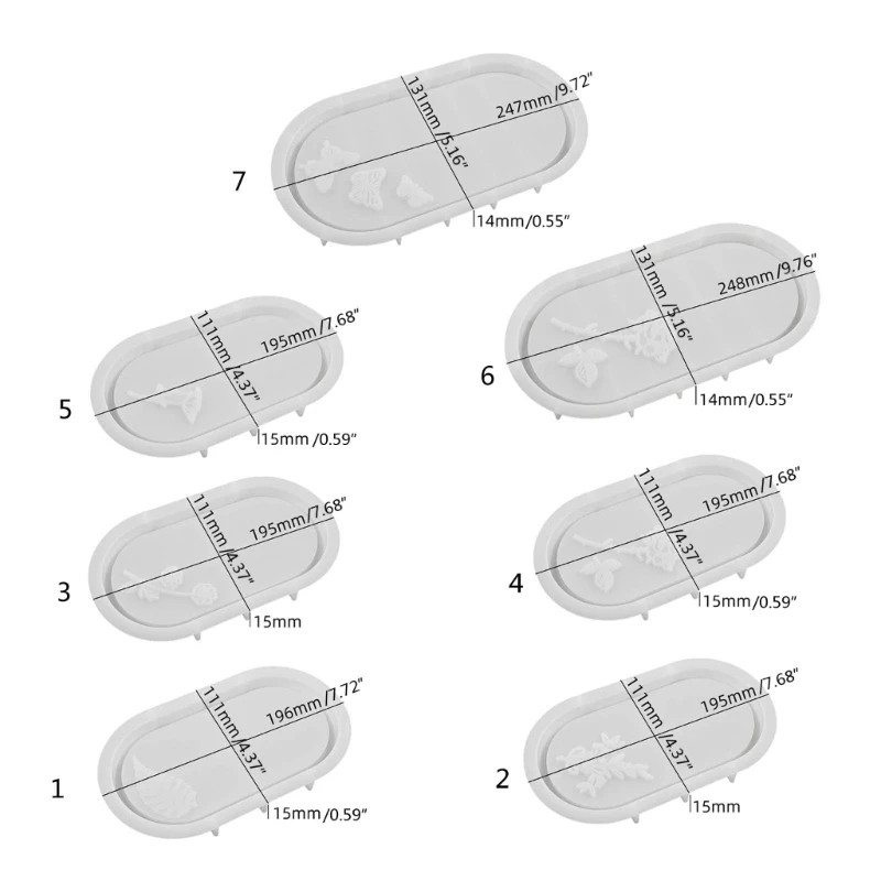 تنوعا الراتنج طبق العفن بيضاوي الشكل لوحة قوالب الراتنج قالب الصب قوالب صينية سيليكون لصنع اليد DIY بها بنفسك