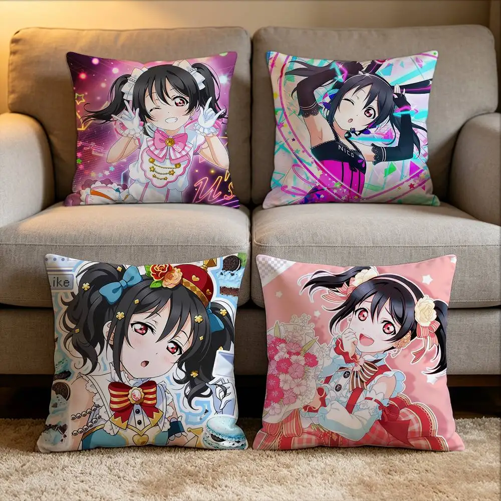 

Yazawa Nico Love Live Anime Girl Various Sizes Square Pillow Case For Car Home Bedchamber Decor
