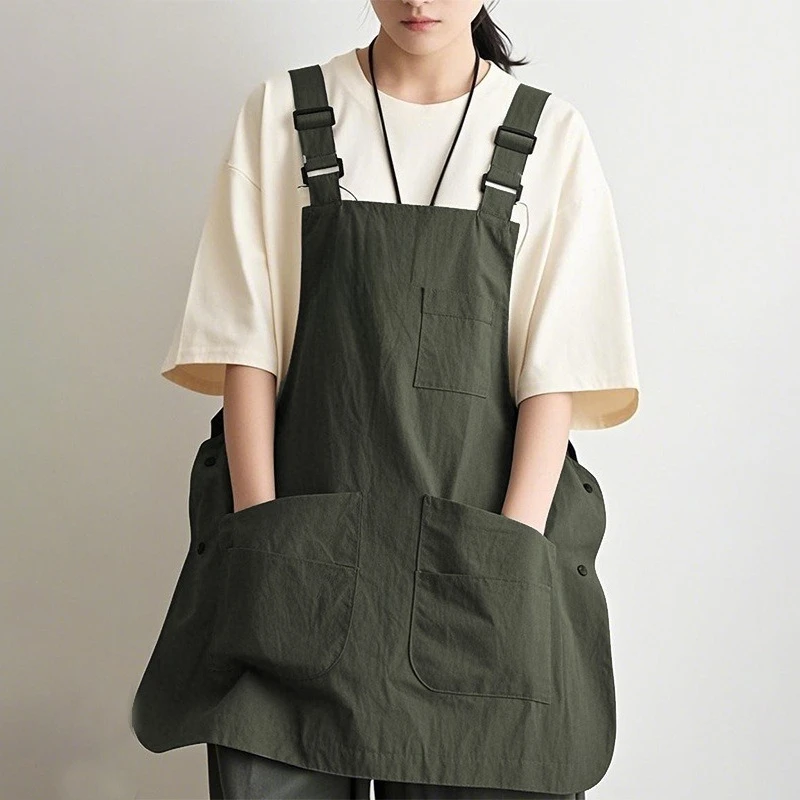 Apron for Kitchen Water-Resistant Lightweight Baking Food Service Camping Barber and Pet Grooming Double-Sided Workwear Coverall