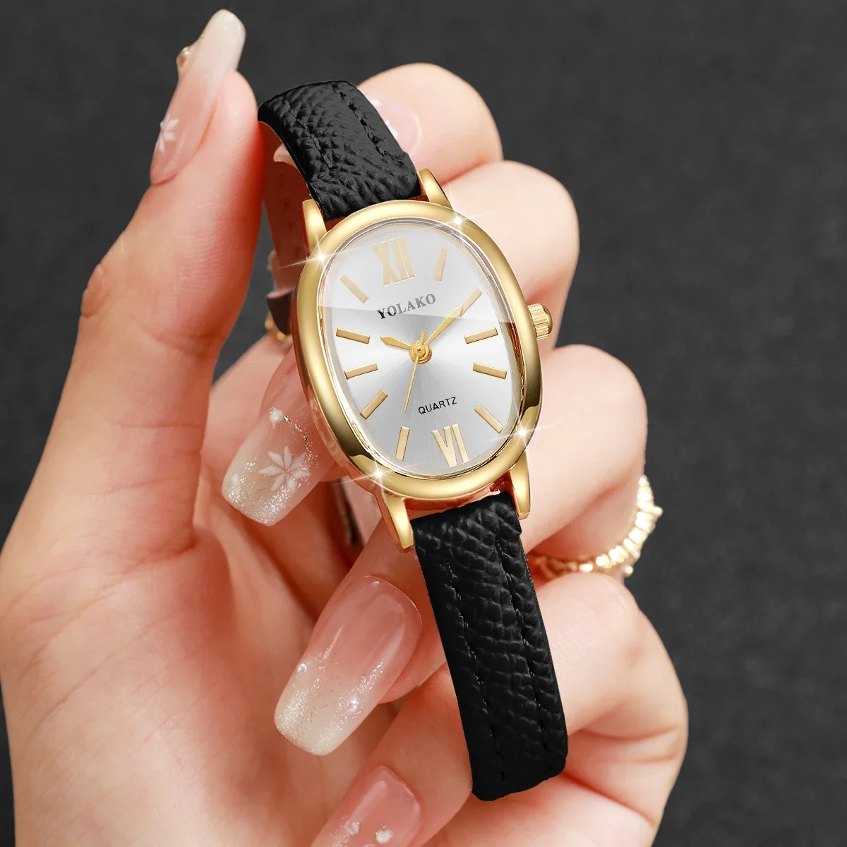 Elegant Roma Dial Women Quartz Watch Ultra-thin Leather Strap Ladies Clock Wristwatches Gift Relogio Feminino （Without Box）