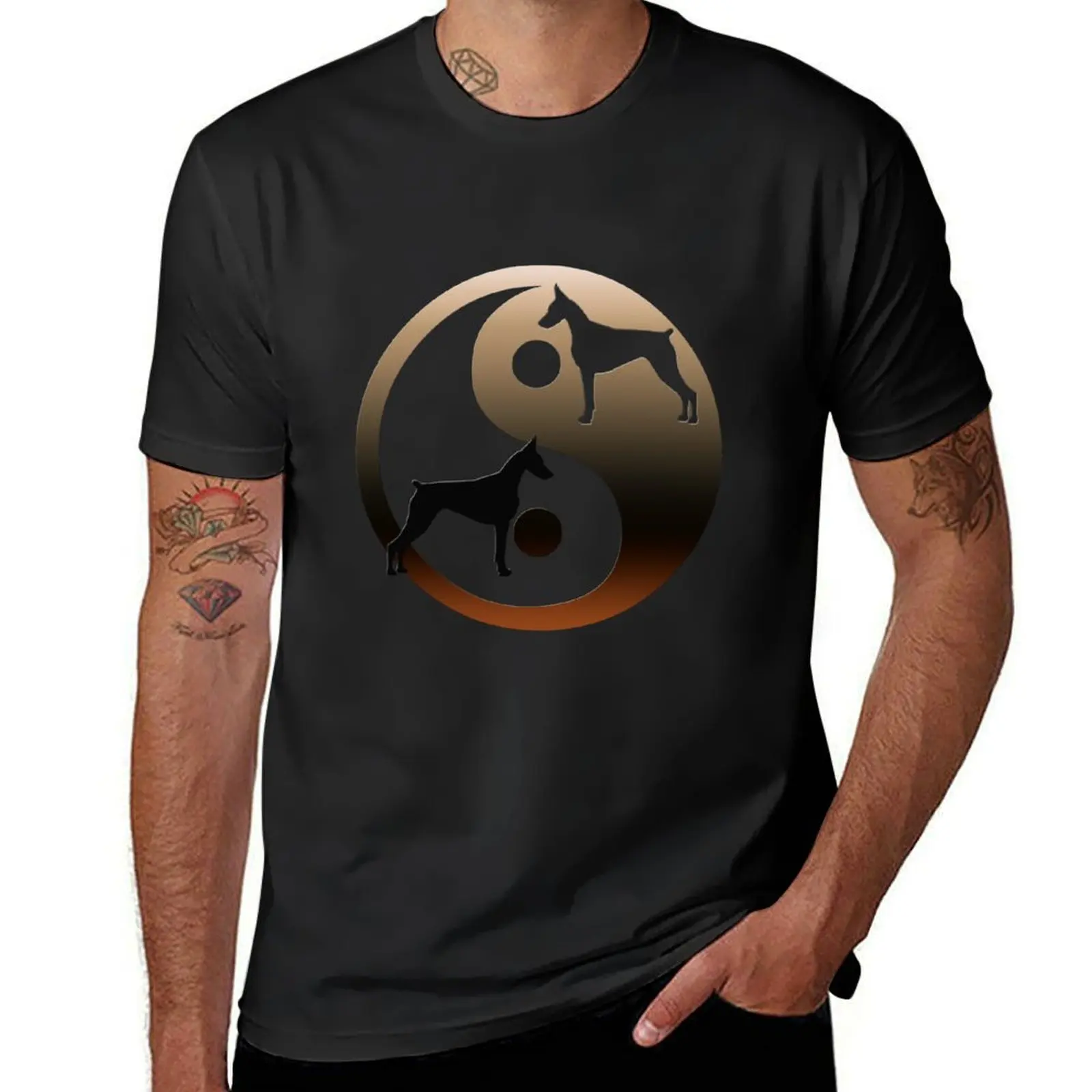 the Doberman Ying Yang T-Shirt vintage clothes plain anime clothes oversizeds big and tall t shirts for men