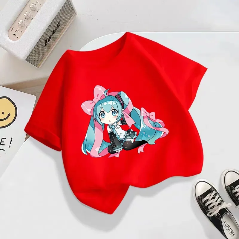 Hatsune Miku T-Shirt manica corta Set T-Shirt per bambini vestiti Harajuku Boy Girls Tshirt Hip Hop Tees All Match Trendy Street Style