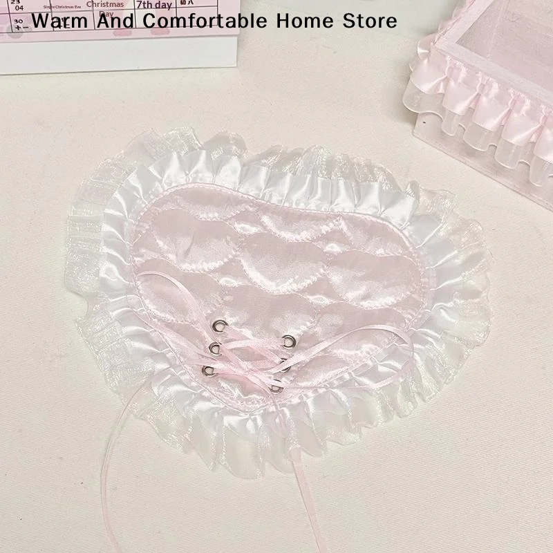 【W】Coasters Lace Heart-shaped Coaster Cute Girl Hearts Cotton Insulation Anti Slip Coasters Home Decoration Accessories