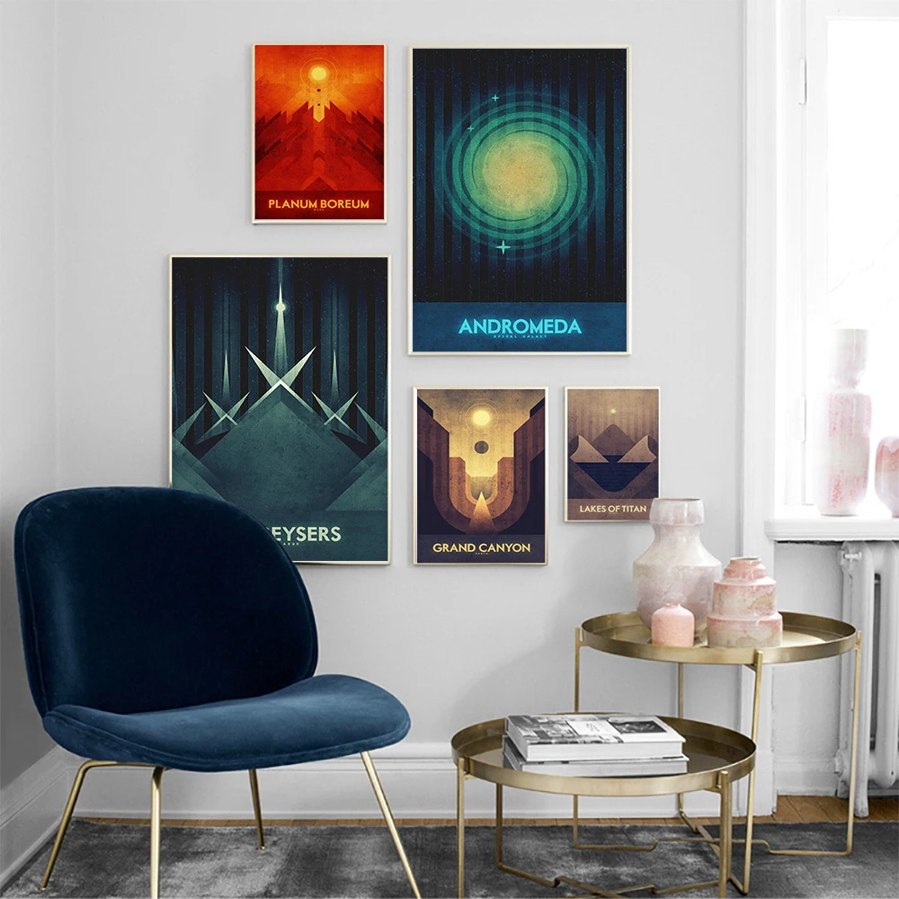 Astronomy Space Travel Poster Print Science Art Wall Canvas Meteor Mars Aurora Home Decor Retro Interstellar Room Painting Mural