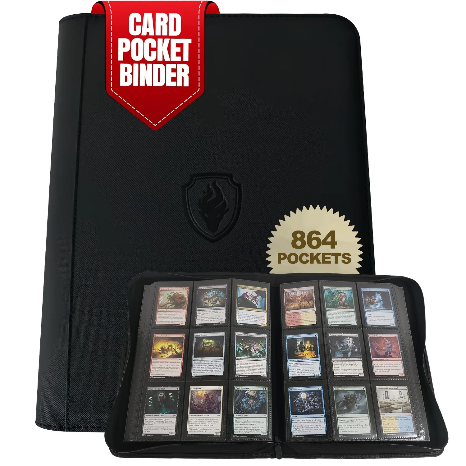 9-Taschen-Kartenordner ohne Ringmechanismus, Doppelte Kapazität für 864 Karten, Geeignet für Sport-/YGO-/PTCG-/Spielkarten – Detail 9