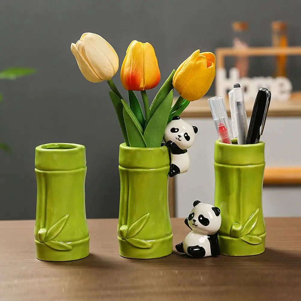 

Creative Cute Panda Pen Holder Large Capacity Multifunction Panda Ornament Stationery Display Cartoon Pencil Organizer Desktop