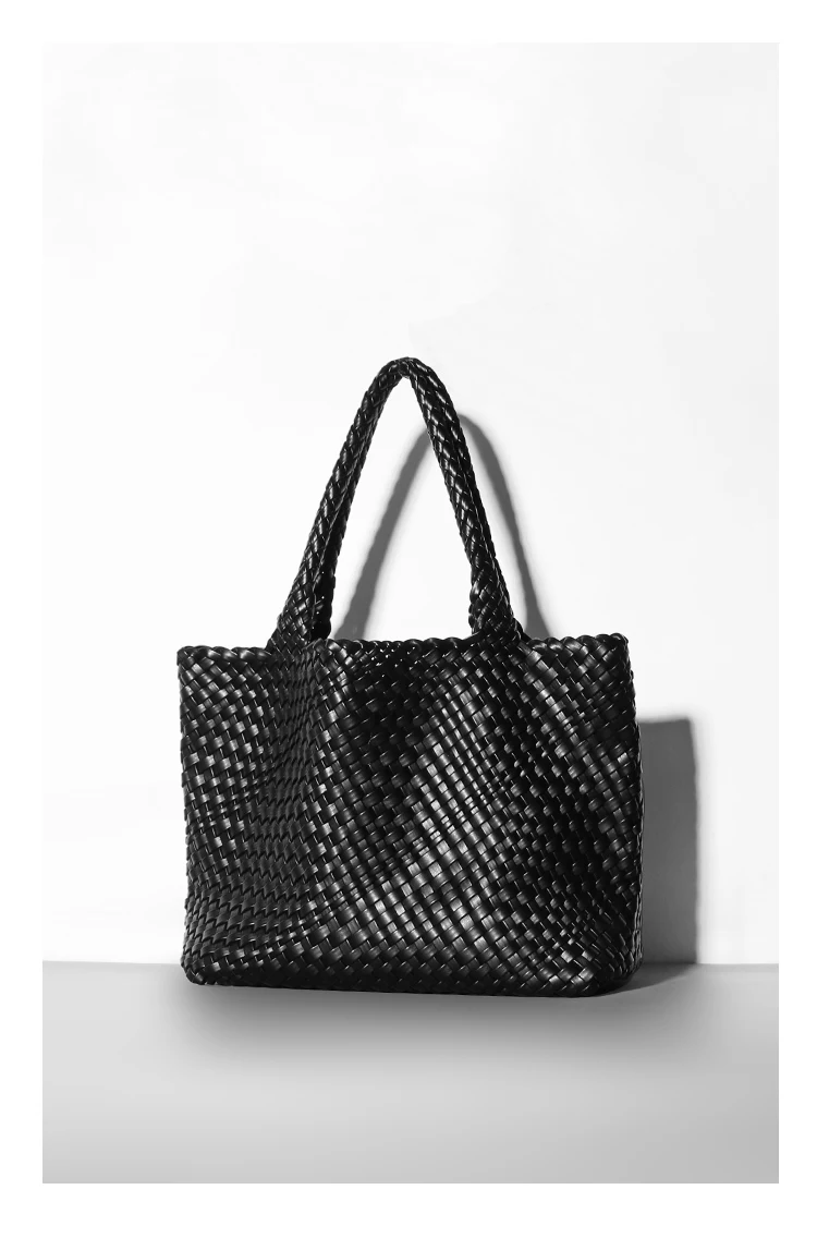 Große Kapazität Designer Stricken Mode PU Leder Damen Umhängetasche Handtaschen für Strand Reise Single-Shoulder Damen Tasche – Detail 19