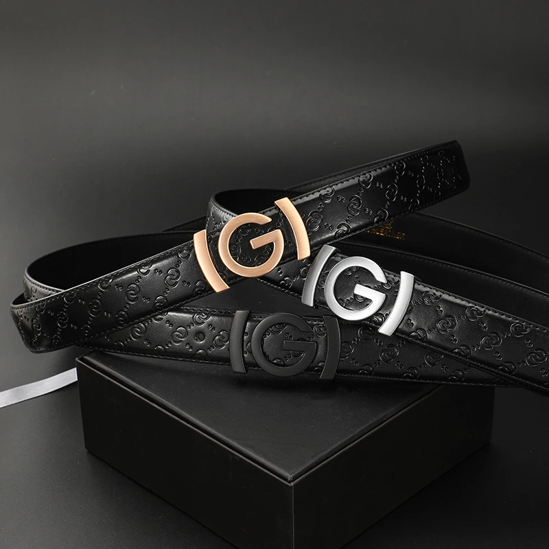 Nuevo cinturón Formal de 3,4 cm de ancho para hombre, cinturón de cuero auténtico para hombre, hebilla de Metal de alta calidad, cinturón masculino para pantalones vaqueros, cinturón de trabajo