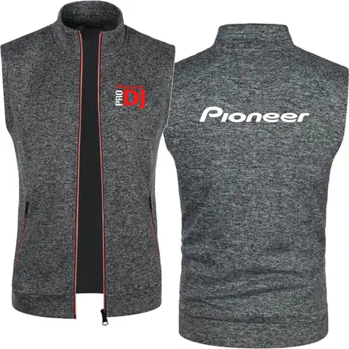 Men's Waistcoat Fleece Tank DJ Pioneer PRO Men's Knitted Velvet Top Zipper Vest Sleeveless High Neck Fleece Jacket Men Wear - Image 4