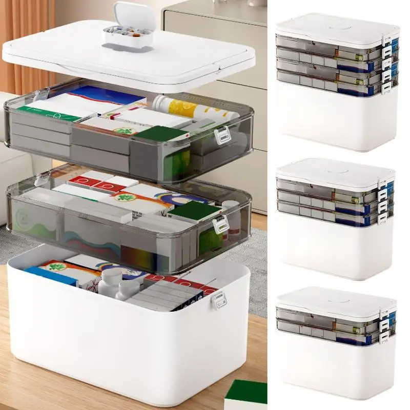 

Desktop Organizer 3/4/5 Layer Medicine Dustproof box moisture-proof and light-shielding portable first aid kit container