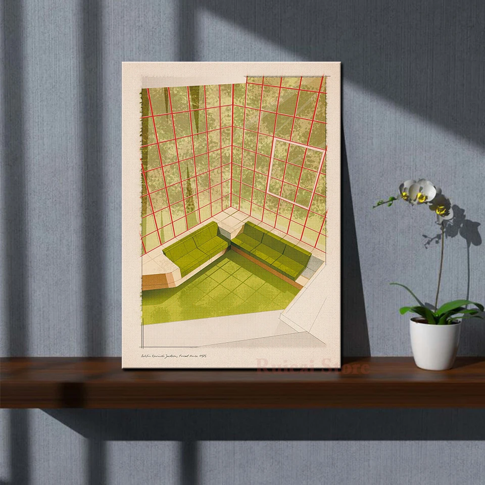 

Bohlin Cywinski Jackson Forest House 1975 Interior Poster Art Indoor Room Wall Painting Home Decor
