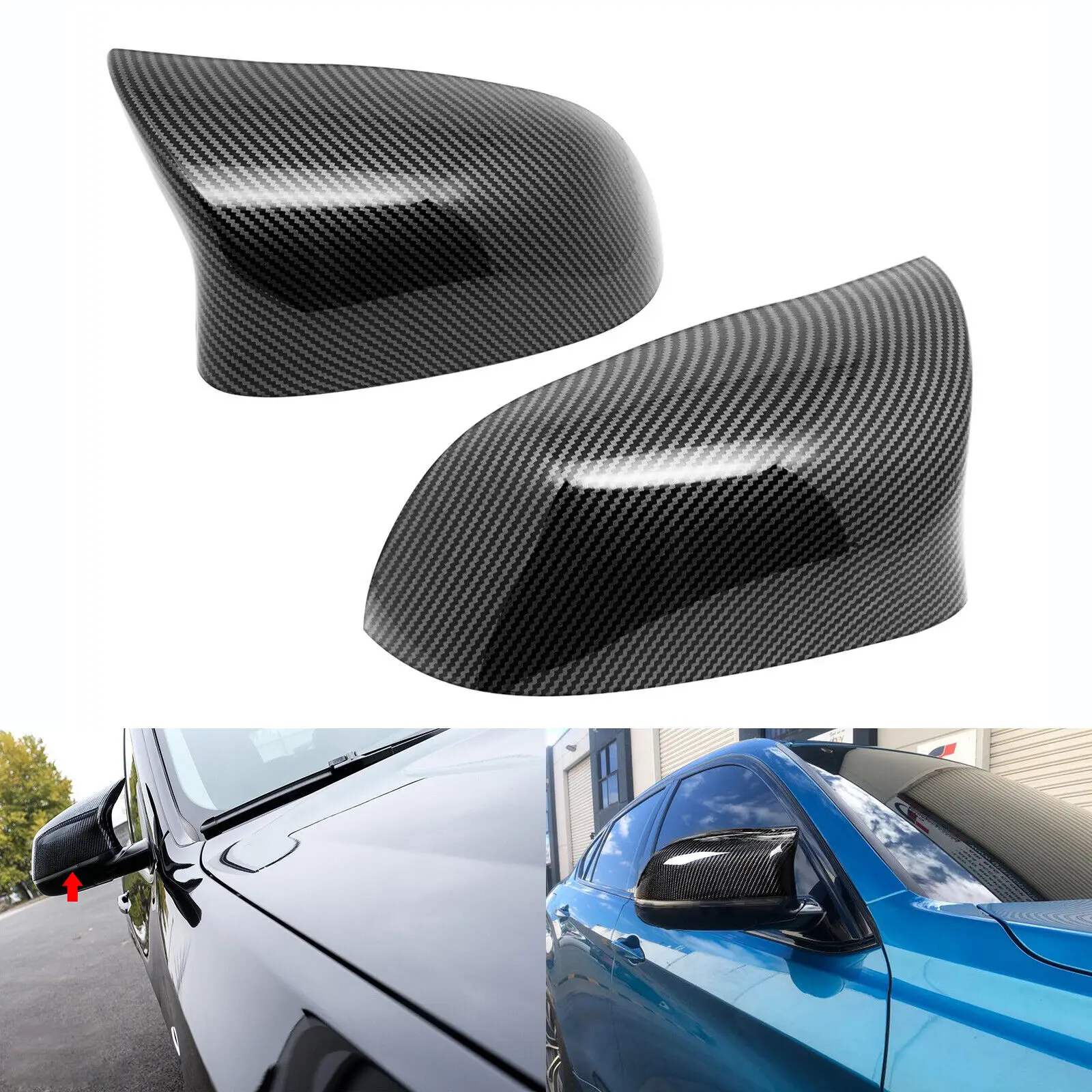 

ANGRONG L+R Wing Rearview Mirror Cover Cap For BMW X3 F25 X4 F26 X5 F15 X6 F16 2014-2018