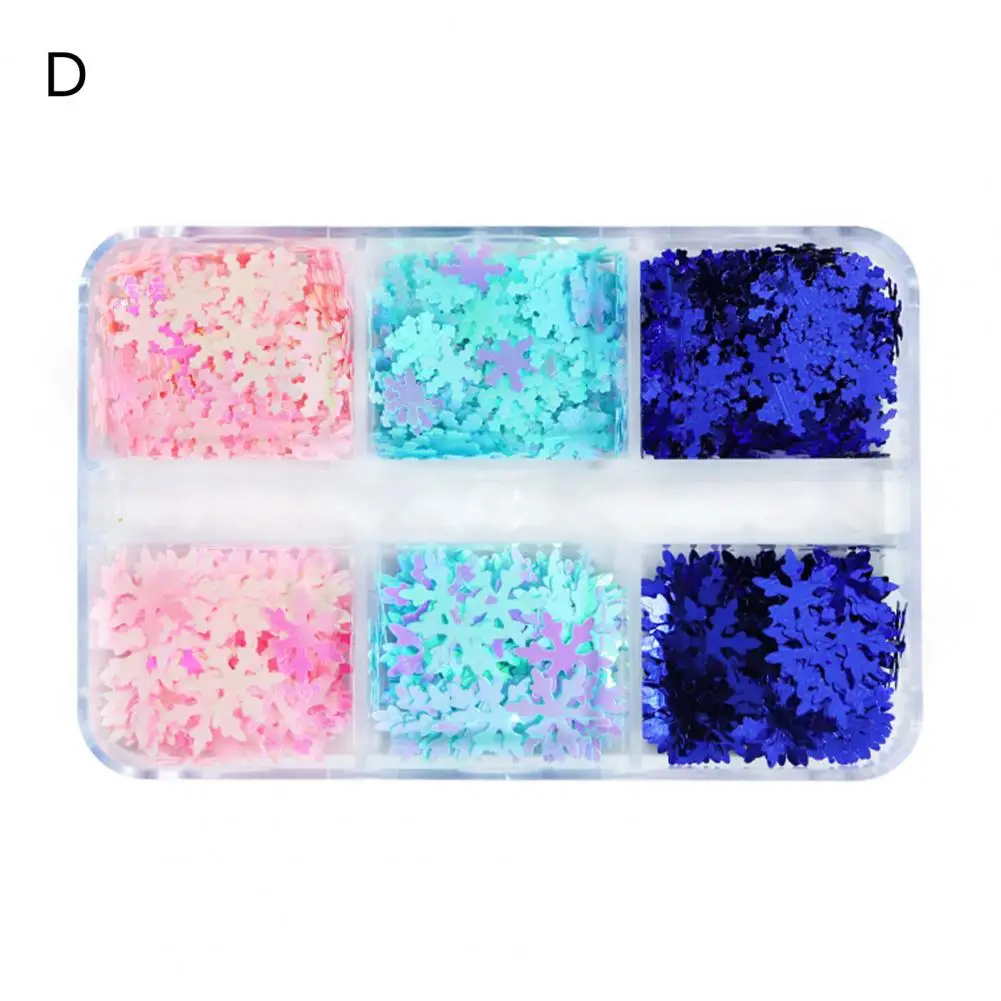 Diy Nail Accessories Winter Nail Art Accessories Sparkling Christmas Sequins for Phone Cases Clothes 6 Grid Boxed Snowflake