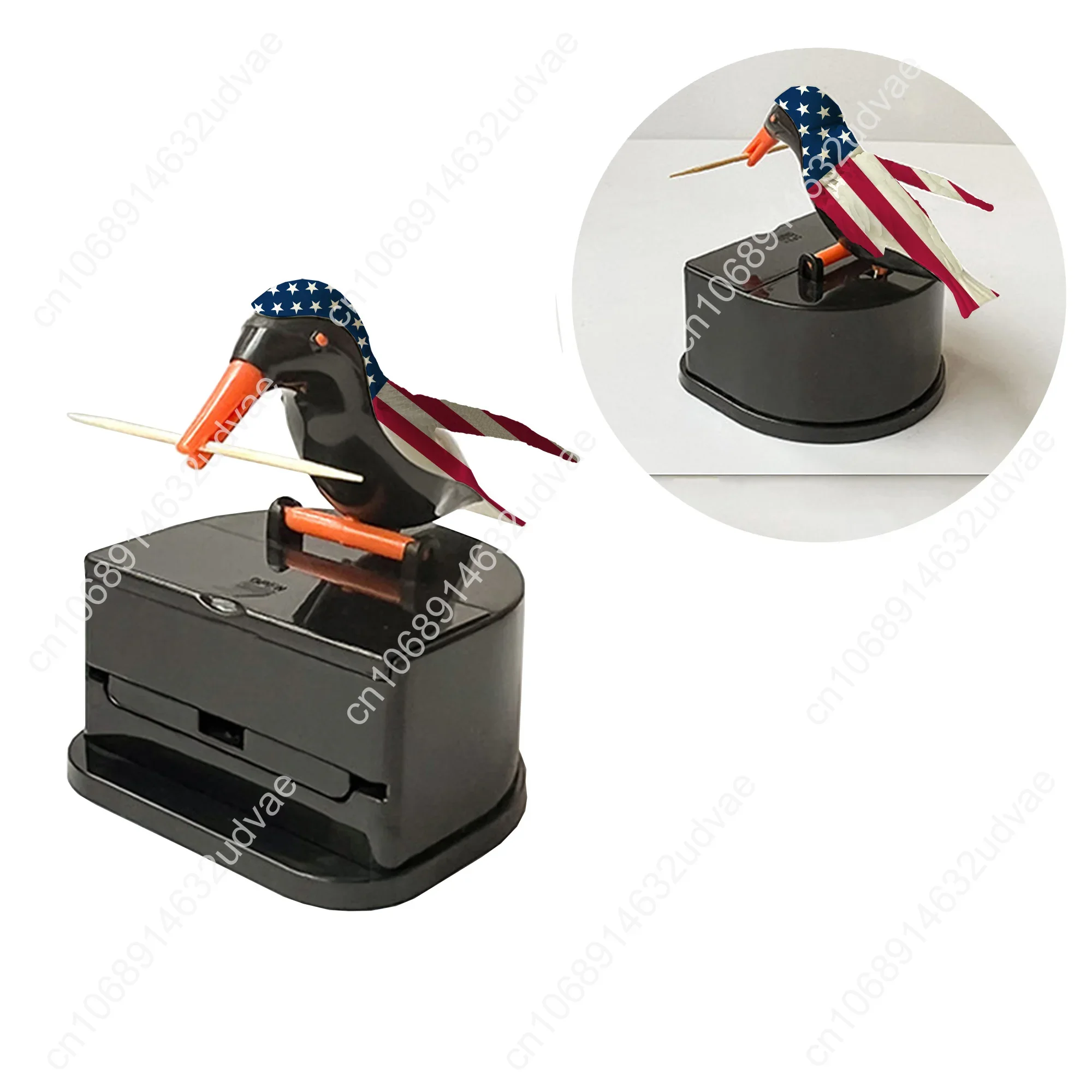 

USA Flag Bird Toothpick Box Dispenser Creative Push-type American Flag Bird Dispenser Toothpick Holder