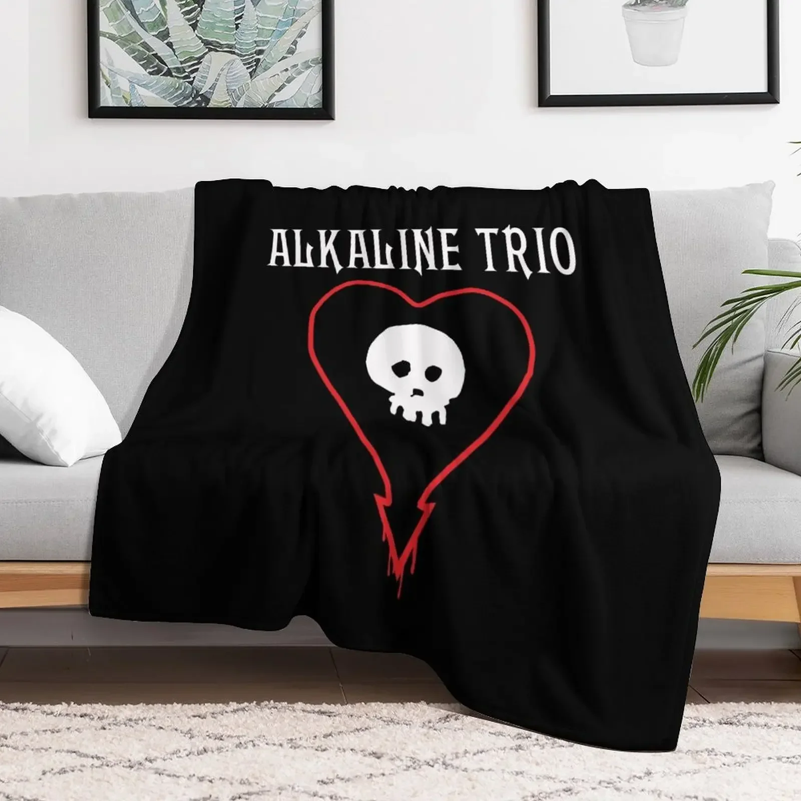 Alkaline Trio Punk Band Logo - Skull Heart Text Throw Blanket Cute Plaid Quilt Blankets