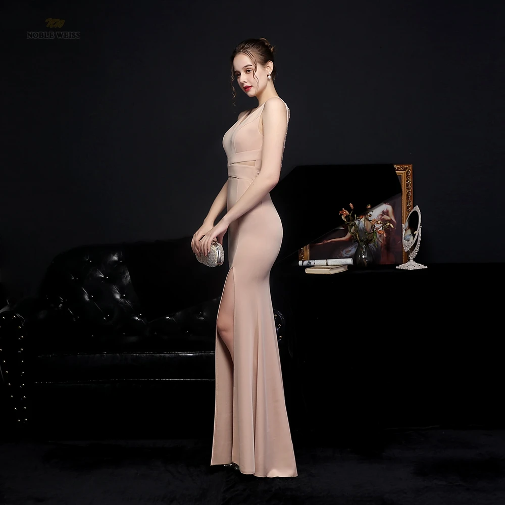 Sexy Prom Dress V-Neck Mermaid Dresses Woman Party Night Beading Floor-Length Evening Dresses Customized