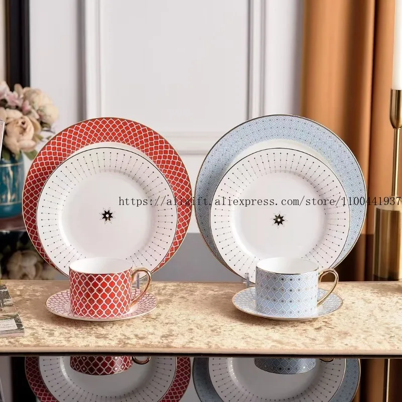 

Seven-Color Star Bone China Afternoon Tea Home Coffee Cup And Plate Set Hotel Plating Gift