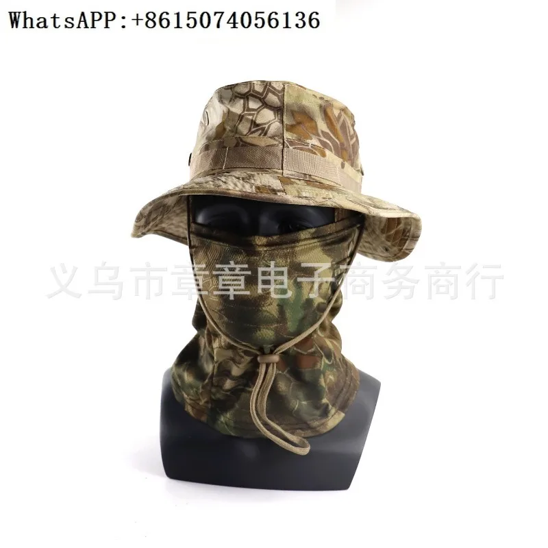 Camouflage Fishing Hat Outdoor Mountaineering Sunshade Hat Set, Detachable Head Cover