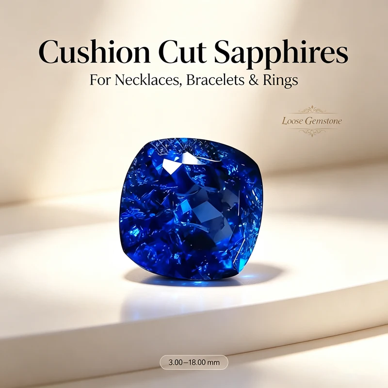 Lab Created Royal Blue Cushion Sapphire Loose Stone, Certified Faceted Gemstone, DIY Handmade Jewelry Supply for Rings Pendants