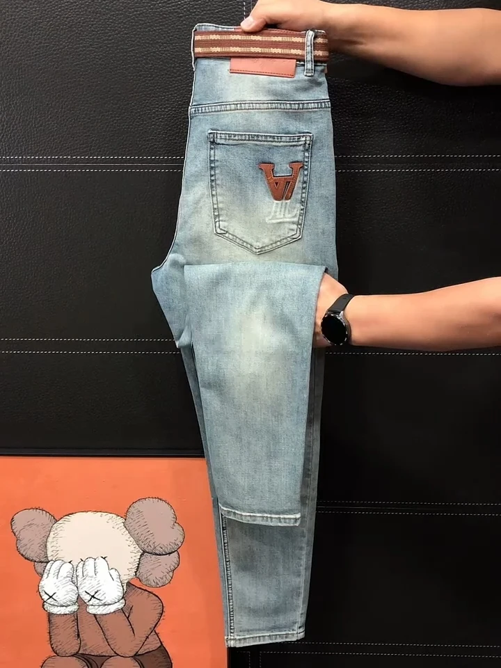 High Quality Men's Jeans Spring Autumn New Style Personality Match All High Sensation Cool Business Water Washed Slim Fit