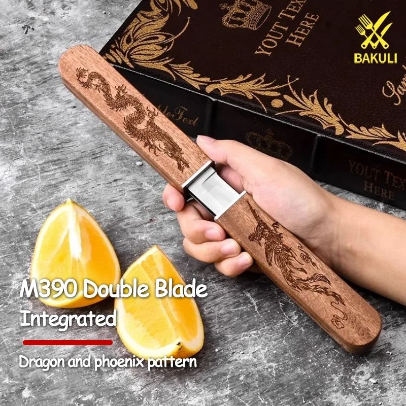 BAKULI M390Dragon Phoenix Double Knife, household fruit knife, sharp and high hardness, portable outdoor knife