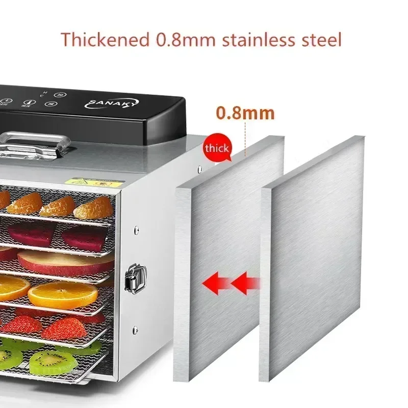6 - Tier Fruit - Drying Food Dryer. Compact Household Dehydrator for Wing Beans and Pet Snacks. Voltage Information.