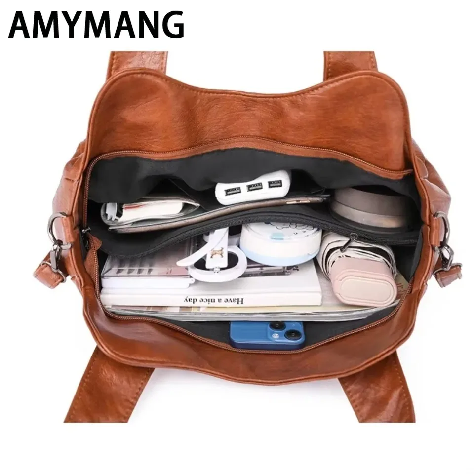 Solid Color Fashion Women Handbags Soft Leather Tote Bag Casual Big Crossbody Bags for Women New Shoulder Messenger Bags