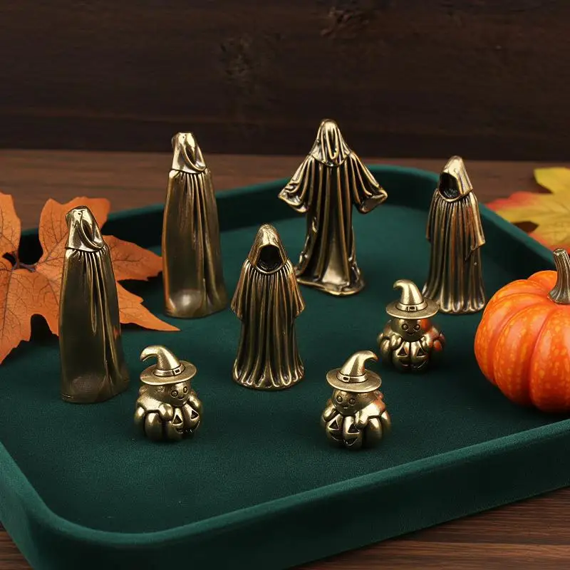 Brass Pumpkin Demon Small Figurine Moon  Decoration Statue Desktop Ornaments Halloween Party Gifts Home Decoration Crafts