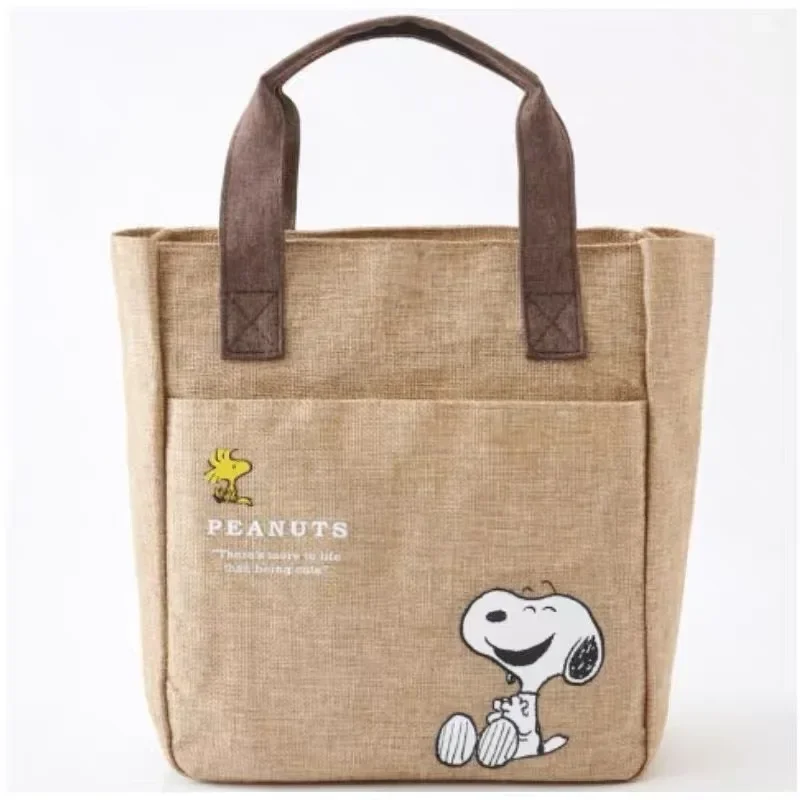 Bolsas Snoopy Kawaii para mulheres, grande capacidade, sacola de compras, desenhos animados fofos, femininas, casuais, reutilizáveis, sacolas de compras, bolsa, moda