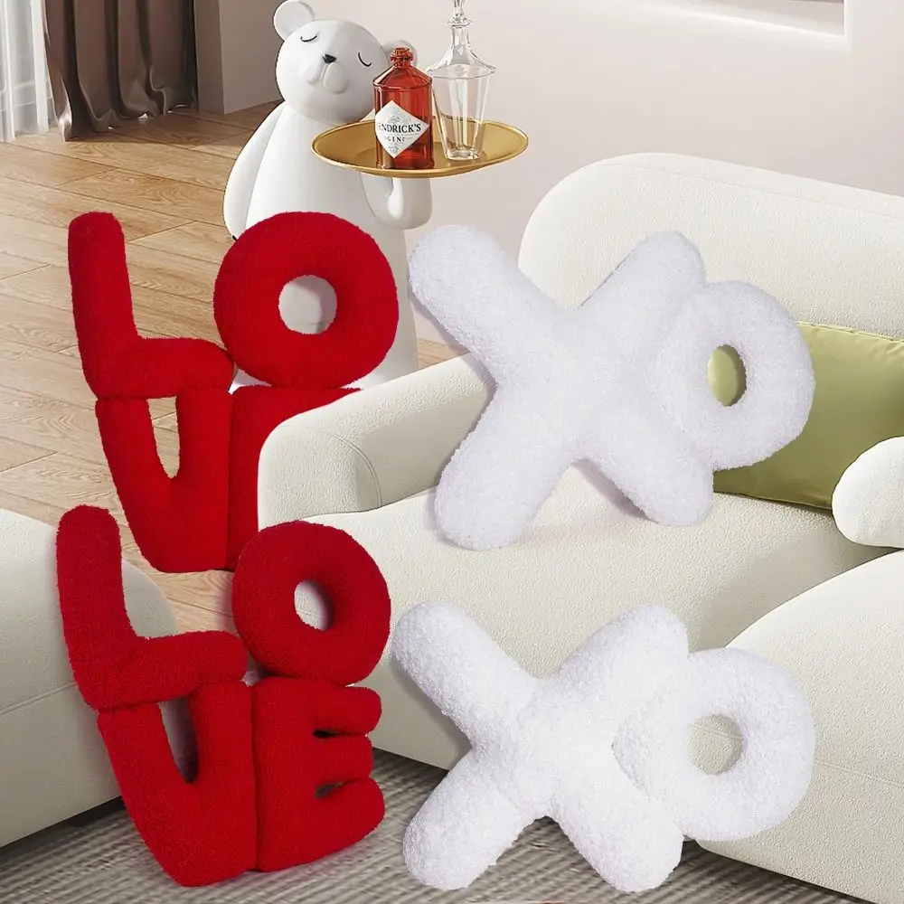 Romantic Valentines LOVE Pillow Elastic Exquisite Letters Throw Pillow Reusable XO Letters Pillow Holiday Festival Decor