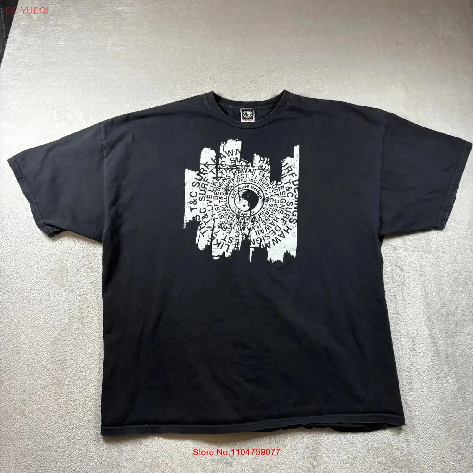 Camisa Vintage T C Surf Designs Hawaii para Hombre, Talla 3XL, Negra, Estilo Town And Country 3654, Lavada, Estilo Urbano, Elástica