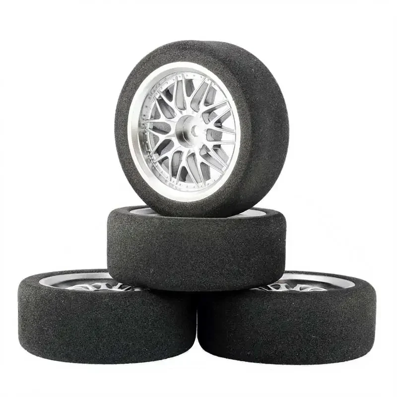 

1/10 Scale Sponge Tires and Wheel Rims with 3mm Offset and 12mm Hex fit RC HSP HPI On-Road Racing Car Model Toys Accessory